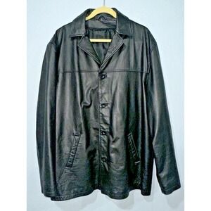 Vintage Sergio Benini Mens Black Leather Jacket XL